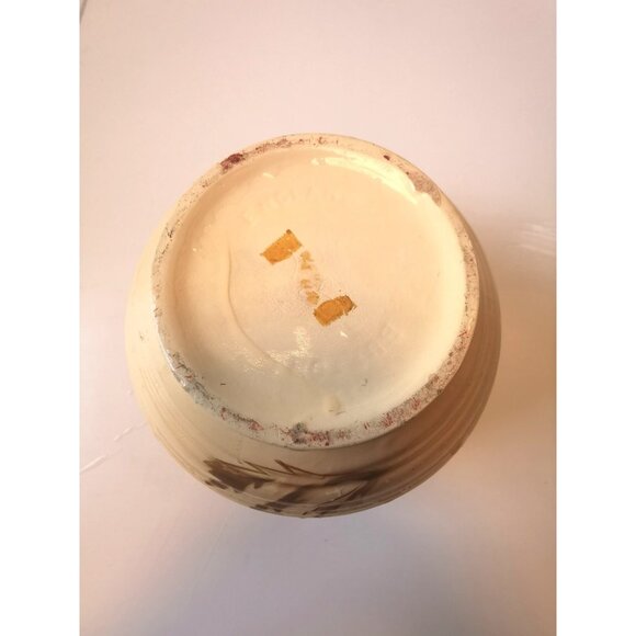 Ceramic Poppy Vase Wide Scroll Handles Art Deco Circa 1940s Floral Pottery - Picture 11 of 11